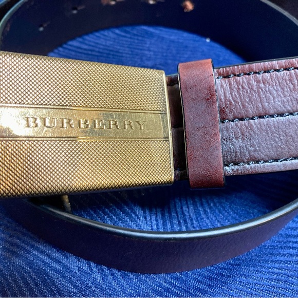 Vintage Burberry Unisex Leather Belt with Brass Sliding Buckle 100cm - Picture 2 of 11